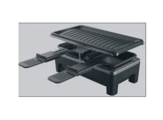 Griglia per raclette da tavolo elettrica per barbecue per 2 persone da 800 W con piastra antiaderente